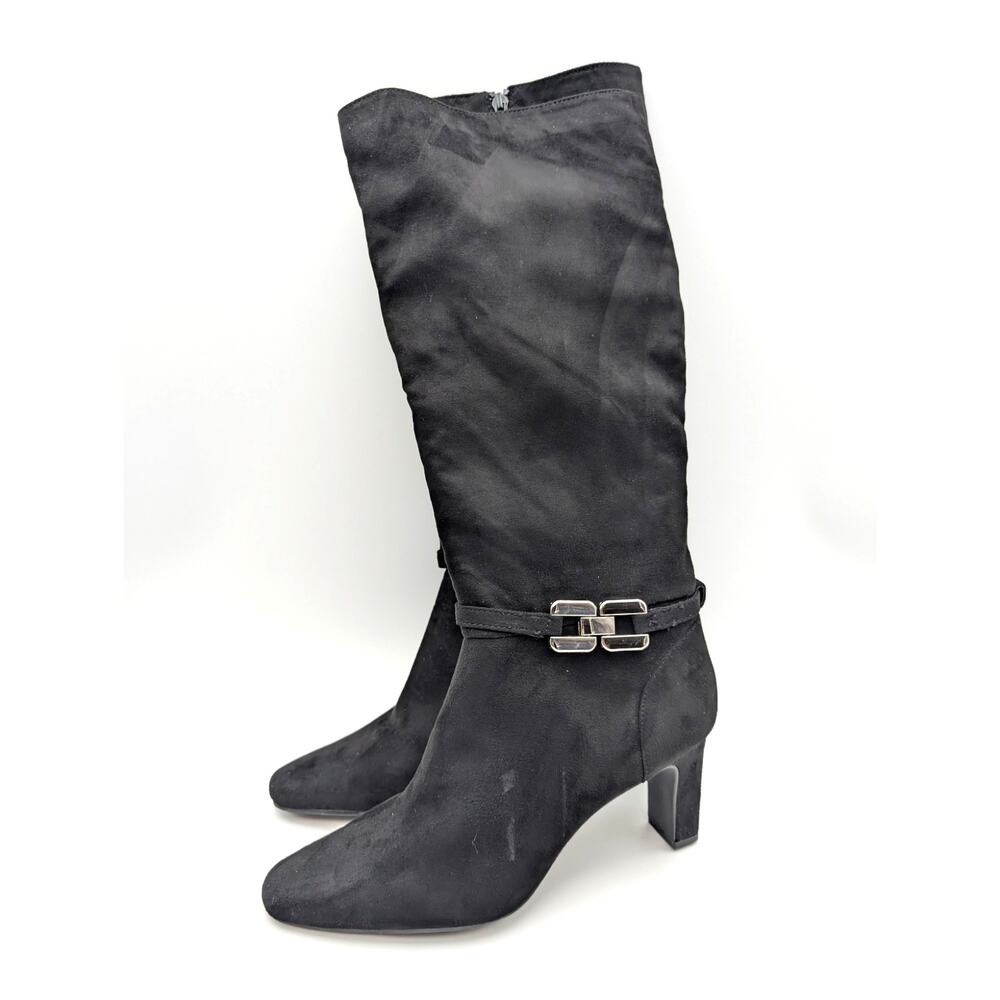 CL by Laundry Nora Knee High Boots Round Toe Women's Black Size US10 EU41